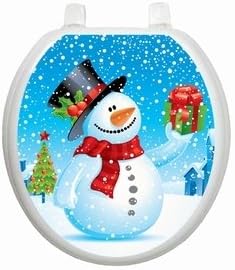 Snowman With Gift Christmas Toilet Tattoo TT-X614-R Round Winter Holiday