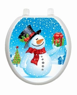 Snowman With Gift Christmas Toilet Tattoo TT-X614-R Round Winter Holiday