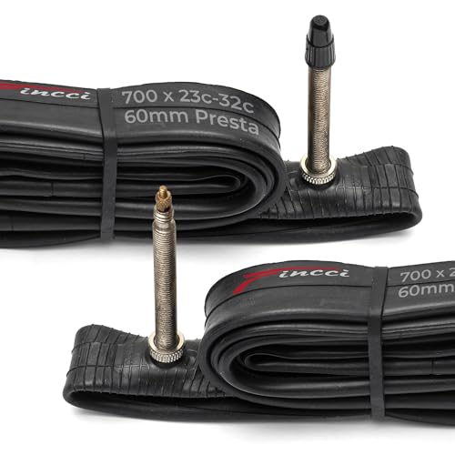 Fincci 700c x 23/25 / 28/32 Bike Tube – 60mm Presta Valve Inner Tube – Butyl Rubber – Fits Road, Hybrid & Gravel Bikes – Pack of 2