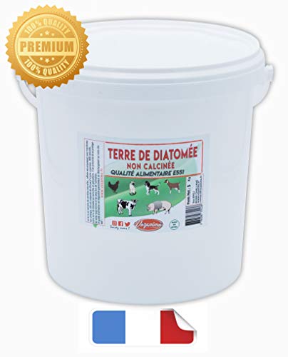 Terre de Diatomée Blanche 5Kg Non calcinée/ Alimentaire E551 -100% Naturelle- Garantie sans additifs Idéale contre les puces, tiques, poux rouges, punaises de lit, etc...