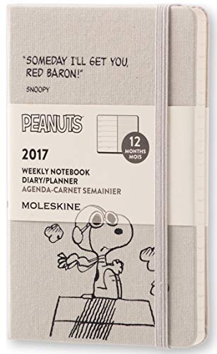 Moleskine 2017 Peanuts Limited Edition Weekly Notebook, 12M, Pocket, Light Grey, Hard Cover (3.5 x 5.5)