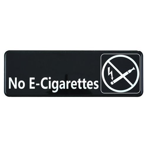 Winco SGN335, 3" x 9" Black Information Sign "No ECigarettes