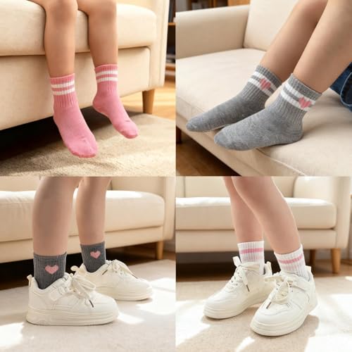 Image of Non-Slip Toddler Grip Crew Socks with Anti Skid Soles