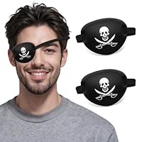 Hanlsee 2 pcs Pirate Skull Crossbone Eye Patch for Adults Kids，Funny Eye Patches for Halloween Costume Cosplay Black