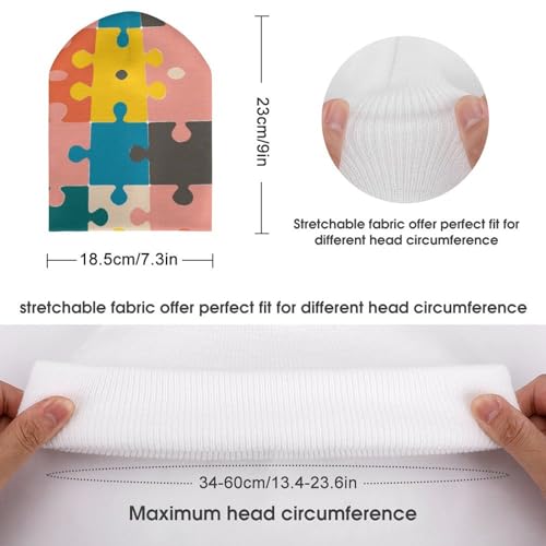 Autism Awareness Pattern Kids Beanie Hat for for Girls Boys Children Cap Winter Knitted Chemo Cancer Headwear Accessories Gifts Decoration Black2