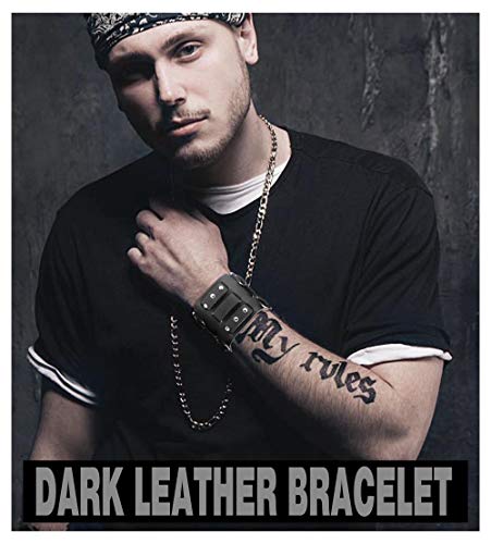 Cassieca 4 Pcs Wide Leather Wristband Cool Tribe Gauntlet Buckle Punk Rock Bracelets #TOP5