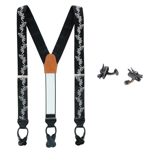 Set de tirantes y mancuernillas de seda y latón para hombre