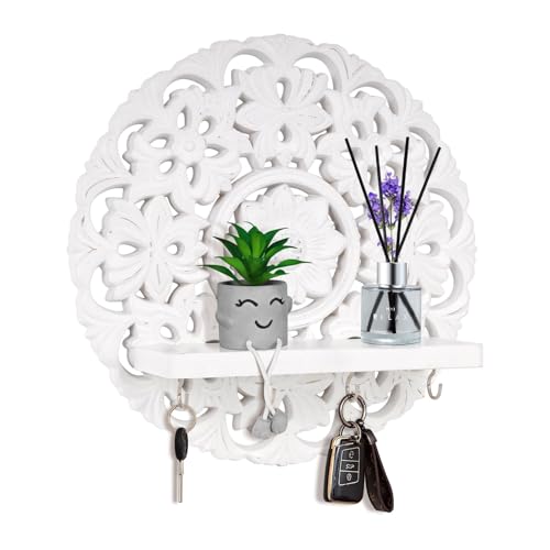 Multipurpose-Floating-Wall-Mounted-Shelf-with-Key-Hooks--Rustic-Wooden-Wall-Decor-and-Storage-Solution--12-Decorative-Wall-Art-for-Entryway-Living-Room-or-Bedroom--Vintage-Wall-Key-Organizer Multipurpose Floating Wall Mounted Shelf with Key Hooks–Rustic Wooden Wall Decor and Storage Solution–12 Decorative Wall Art for Entryway Living Room or Bedroom–Vintage Wall Key Organizer