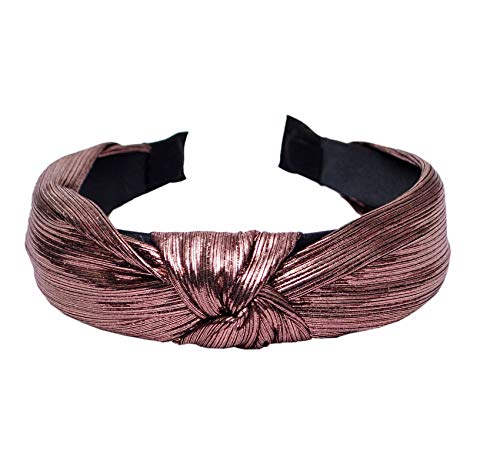 Image of Vogue Hair Accessories Solid Shimmer Fabric Knot Plastic Hairband Headband for Girls and Women (Shimmer Pink)