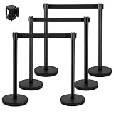 Absperrpfosten Personenleitsystem Absperrband, 6er-Pack Absperrgitter zur Kontrolle von...