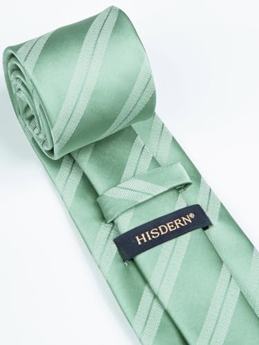 Image of HISDERN Mens Tie Striped Ties and Handkerchief Set Business Formal Woven Pocket Square Wedding College Stripe Necktie
