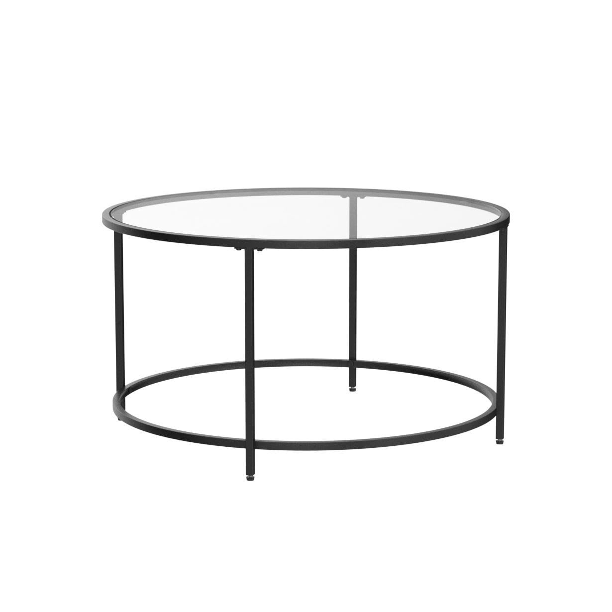 VASAGLE Runder Couchtisch, Wohnzimmertisch mit Stahlgestell, Salontisch, Beistelltisch, schwarz LGT021B01