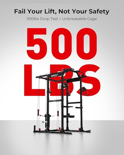 Image of Mikolo K6 2.0 Power Cage, Power Rack with Cable Crossover System, 2000LBS Squat Rack with LAT Pull Down System, Functional Trainer with Aluminum Pulley System for Home Gym