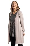 Angenehme Long-Form Ulla Popken Damen große Größen Long-Cardigan, Strukturstrick mit Glitzer, Langarm, V-Ausschnitt Dunkles Altrose 54+ 781972310-54+