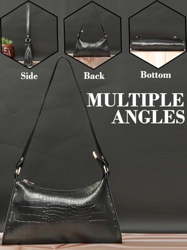 Image of Bagsy Malone Women's Croco Black Shoulder Bag