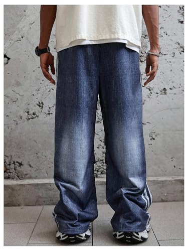 Men's Striped Wide Leg Sweatpants Drawstring Waist Casual Baggy Pants Hippop Streetwear3