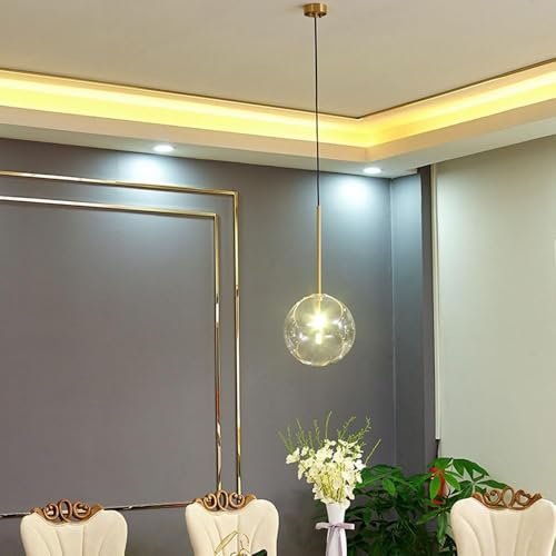 Lámpara de techo de cristal dorada para iluminar cocinas oscuras con estilo 5