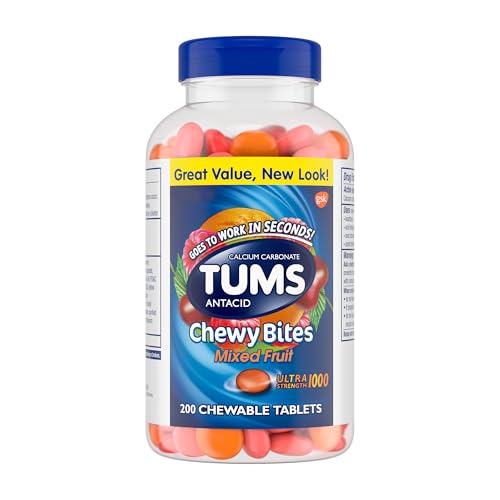 TUMS Chewy Bites Chewable Antacid Tablets for Ultra Strength Heartburn Relief Mixed Fruit - 200 Count