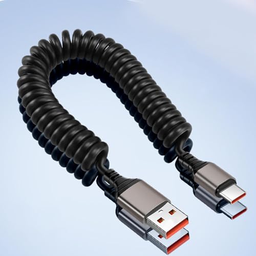 Image of BNF 2Pcs USB C Fast Charging Cable Bed Vehicle Auto Car Home Coiled Charger Cord | Cell Phones & Accessories | Cell Phone Accessories | Cables & Adapters