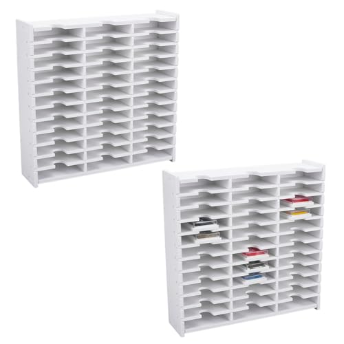Image of UNICRAFTALE 2 Sets 36 Grids Ink Pad Storage Racks DIY Assembled Stamp Pads Organizer Holder for Desktop Inkpad Storages Box Tray Organizer Rack Ink Pads Combo Storage Rack for Stackable Wall Mount