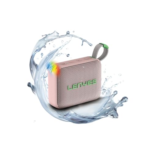 Image of Lenyes S216 Bluetooth Pocket Speaker, 6W, IPX7 Waterproof, Deep Bass, 5Hr Playtime, TWS Stereo, Bluetooth 5.0, TF Card, Carry Strap, Compact and Lightweight, Pink