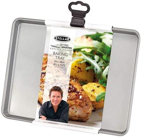 Stellar James Martin SJM46 Non-Stick Baking Tray, High Grade Steel, Dishwasher Safe 24cm x 18cm x 1.5cm - 5 Year Non-Stick Warranty