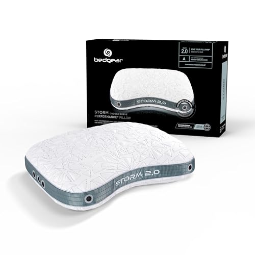 Bedgear Storm Cuddle Curve Performance Pillow 2.0 Cooling Pillow for Side Sleepers Medium Firm Support Ver-Tex Cooling Cover Air-X Mesh Washable