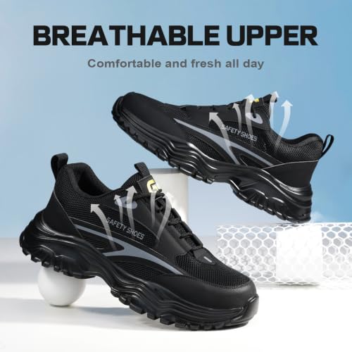 Image of Steel Toe Shoes for Men, Lightweight Safety Work Shoes