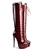 ANN CREEK Women's 'Niwen' Knee High Sexy Fashion Ultra High Stiletto Heels Platform Lace Up Boots Wine 10