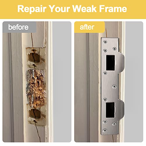 Door Strike Plate Reinforcement Plate - Front Door Security Devices Metal Striker Plates Door Latch Plate With 5-1/2 Inch To 6 Inch Hole For Exterior Interior Door Deadbolt Fix Door Frame Door Jamb #TOP5