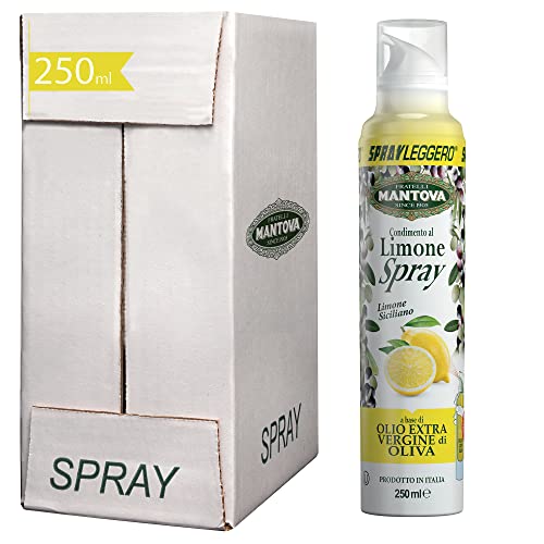 SPRAYLEGGERO Natives Olivenöl Extra Aromatisiert mit Zitrone 6X250 ml - durch die Praktische Sprühflasche Können Sie bis zu 90% des Öls Einsparen