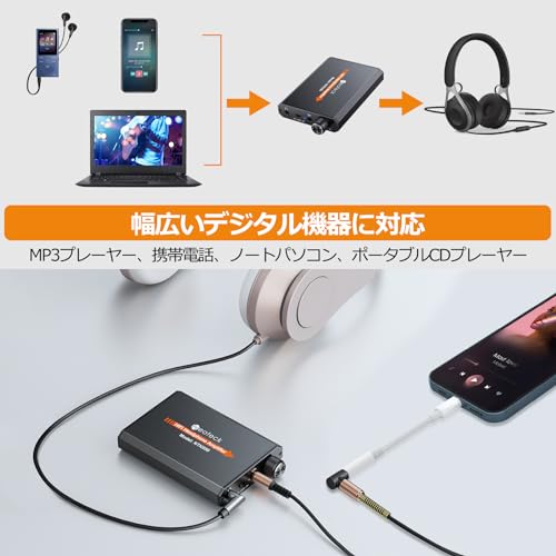 Neoteck ポータブルヘッドホンアンプ HIFI 2段Gainスイッチ アルミマット外殻 3.5mmジャック MP3 MP4 スマホなどに対応