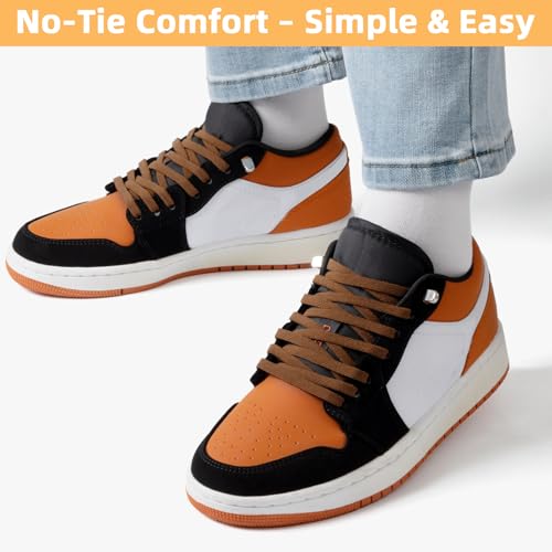 Image of Stepace 2 Pairs Elastic No Tie Shoe Laces for Kids and Adults Sneakers, Stretch Flat Tieless Shoestrings