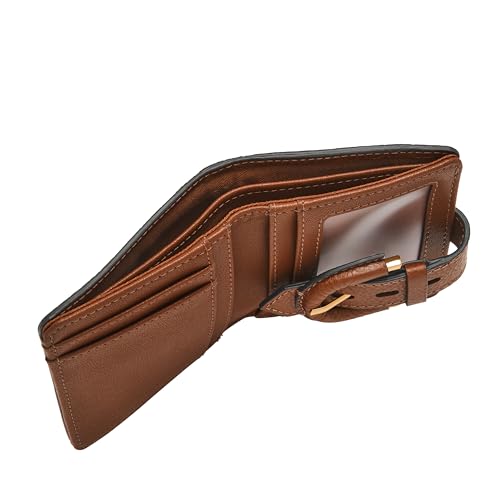 Image of Fossil Women's Harwell Small Tab Bifold Wallet, Black /Leopard Haircalf, One Size