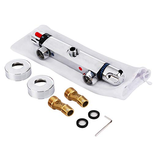 Thermostat Aufputz Wannenarmatur, 38℃ Wannenarmatur Thermostat Messing Duscharmatur mit Temperatureinstellung Brause 20～50℃ Wannenthermostat Badewannenarmatur aus Chrom