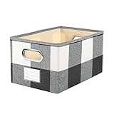 LaMorée Storage Bin Cotton Linen Fabric Basket Box Washable Foldable Decorative Rectangular Containe