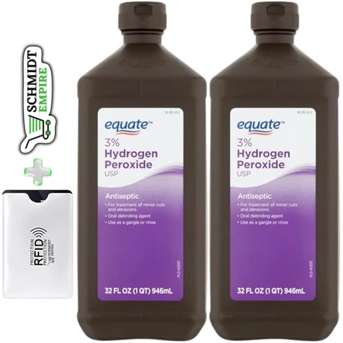 EquateÂ® 3% Hydrogen Peroxide Topical Solution Antiseptic Spray, 32 fl oz + 1 Card Protector SchmiidtEmpire + Sticker (Pack of 2)