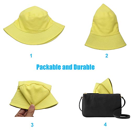 Image of Bucket Hat for Women Men, Reversible Cotton Summer Sun Beach Cap Solid Color Style