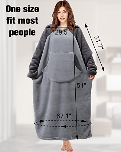 Dgdgbaby Oversized Hoodie Wearable Blanket, Microfiber And Sherpa Wearable Blanket Sweatshirt Fleece Wearable Blanket With Giant Pocket For Women Men Teens (Dark Grey) #TOP3