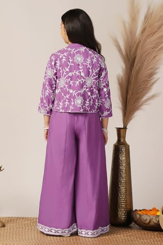 Image of Fashion Dream Girl's Silk Blend Ethnic Top and Palazzo Set |Kids Salwar Suit Set|Indo Western Set
