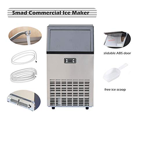 Smad Commercial Ice Maker Machine Undercounter 11~20 Minutes Quick Ice Making Cycle 99 Lbs/24 Hrs Storing Ice 33Lbs, Freestanding Ice Maker For Bar, Coffee Tea Shop Or Restaurant… #TOP2