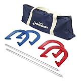 GoSports Steel Horseshoes Game Set - Includes 4 Horseshoes, 2 Stakes and Carrying Case
