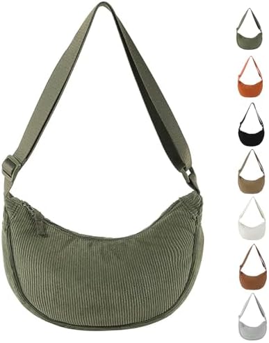 GUSXPPD Halve maan crossbody schoudertas, nylon crossbody tas, hobo halve maan tas, crossbody bag schoudertas, halve maan dumpling schoudertas met verstelbare schouderriem, groen-M., Medium