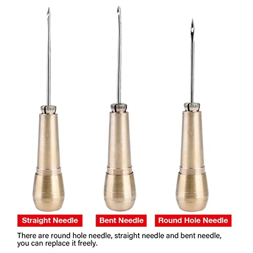 Oumefar Leather Sewing Awl Sewing Needle Awl 3 Needles Hand Stitch Sewing Awl Shoe Repair Tool Kit For Handmade Leather Sewing Leather Repair Awl Tool Sewing #TOP4