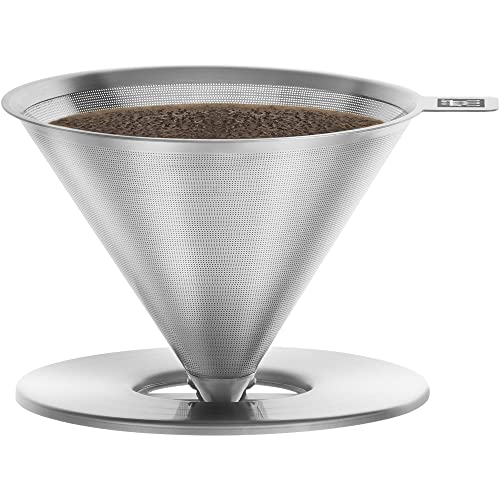 ZWILLING Pour Over Coffee Maker, 16 oz, 1-4 cups, 18/10 Stainless Steel Sustainable and Reusable Filter, Easy-To-Grip Handle with Anti-Slip Bottom Plate, Dishwasher safe by ZWILLING - Used condition - US$20.14