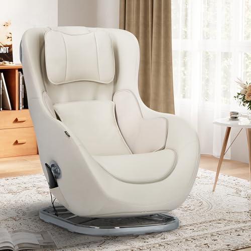 COLAMY Low-Noise Massage Chair | Full Body and Spot Massaging,Heat, Relaxing 3D Bluetooth Speaker, Massage and Leisure Dual-Use Chair| Living Room, Bedroom, White