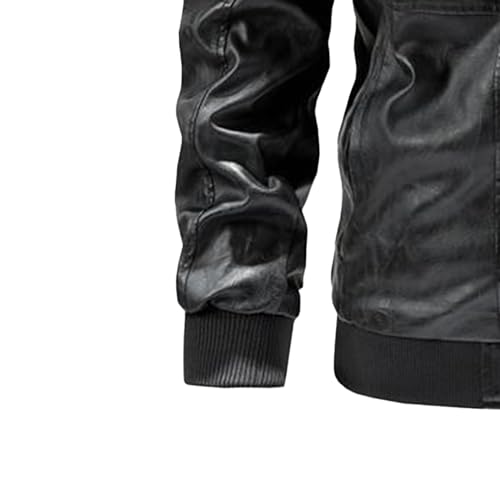 Chaqueta de cuero sintético para hombre con capucha miniatura 5