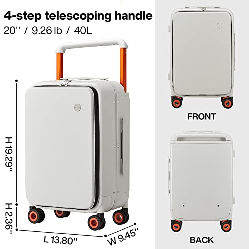 Mixi Carry On Luggage Wide Handle Luxury Design Rolling Travel Suitcase Pc Hardside With Aluminum Frame Hollow Spinner Wheels, With Cover, 20 Inch, Smoke White #TOP5