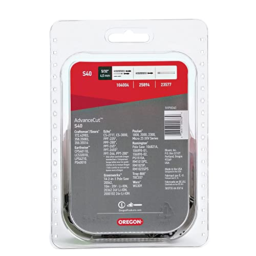 Oregon S40 Advancecut Chainsaw/Pole Saw Chain For 10-Inch Bar - 40 Drive Links – Low-Kickback Chain Fits Echo, Sun Joe, Greenworks And More #TOP3