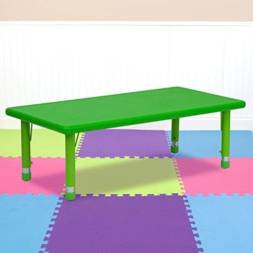 EMMA + OLIVER 24x48 Green Plastic Height Adjustable Activity Table